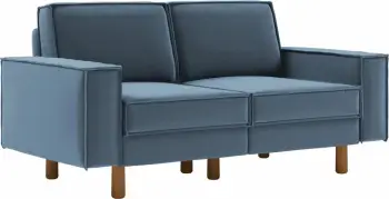 Divan dy-vendësh Atelier del Sofa, ngjyrë ocean blue, këmbë dru arre, Sparrow 2