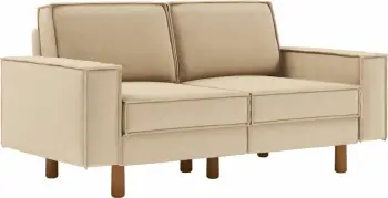 Divan dy ulëshe Atelier del Sofa, ngjyrë rëre, këmbë druri arre, Sparrow 2