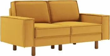 Divan dy ulëshe Atelier del Sofa, ngjyrë mustard, këmbë dru arre