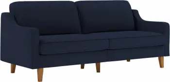 Divan treshe Robin 3, ngjyrë blu e natës, këmbë dru arre