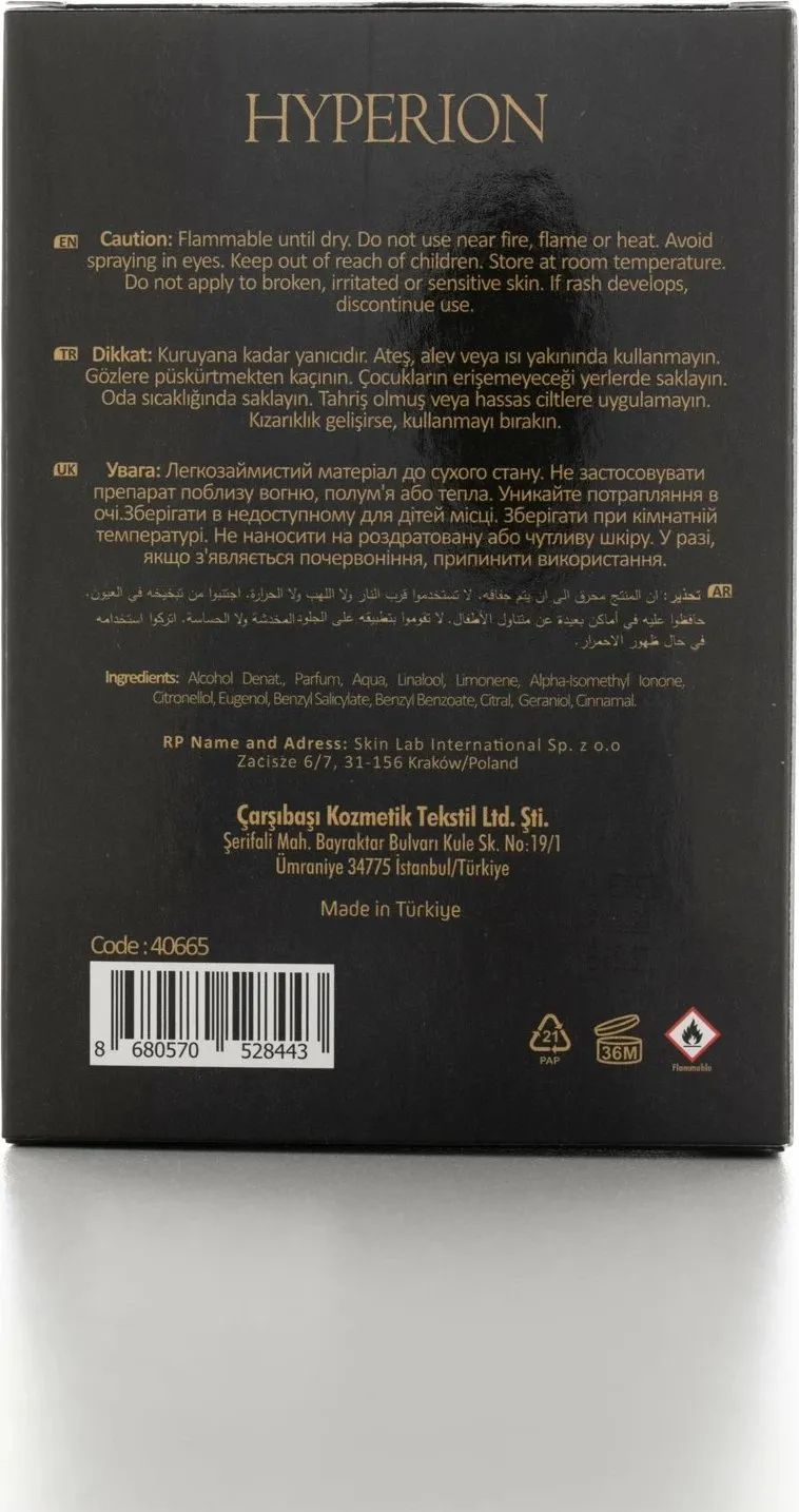 Parfum për burra, Hyperion, Alberto Taccini, 60ml - 6