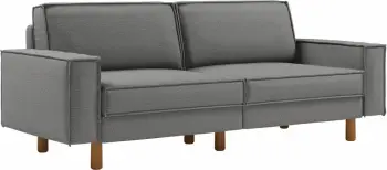 Divan treshe Atelier del Sofa, ngjyrë obsidian, këmbë dru arre