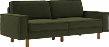 Divan treshe, ngjyrë jeshile vaj, këmbë druri arre, Atelier del Sofa, Sparrow 3