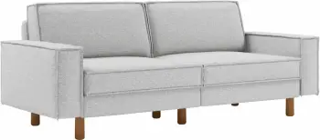 Divan treshe Sparrow 3, ngjyrë Pebble, këmbë druri Walnut