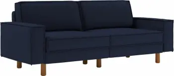 Divan treshe Atelier del Sofa, ngjyrë blu nate, këmbë dru arre