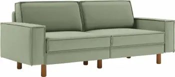 Divan treshe Atelier del Sofa, ngjyrë jeshile deti, këmbë dru arre