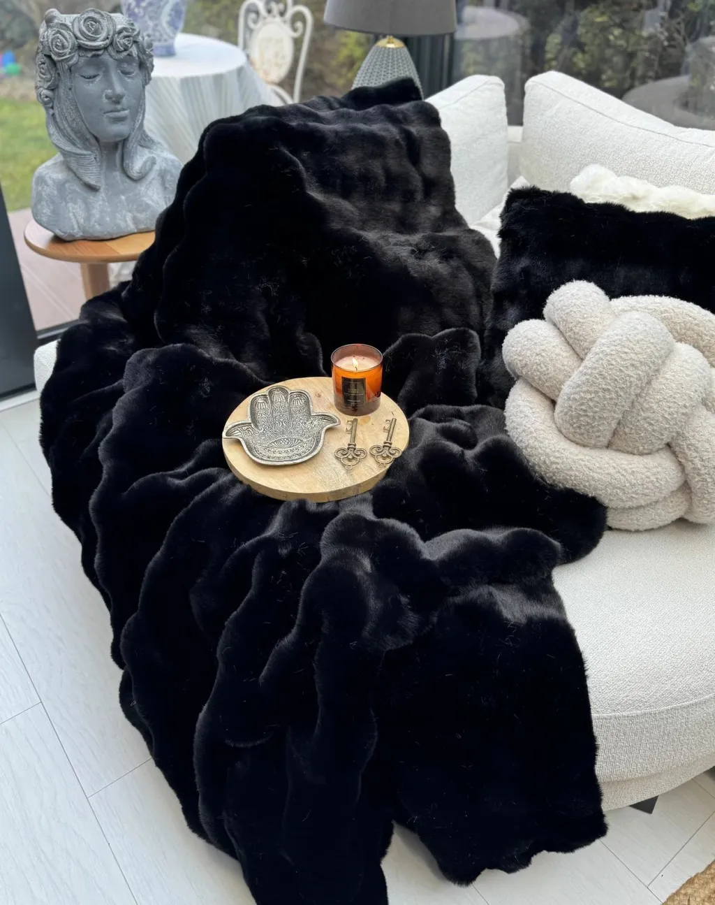 Shall për divan, Bubble, 200x75, ngjyrë e zezë - 1