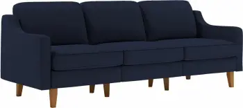 Divan treshe Robin Extra, ngjyrë blu nate, këmbë dru arre