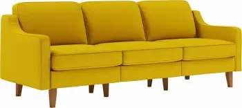 Divan treshe Robin Extra, ngjyrë sunflower, këmbë druri walnut