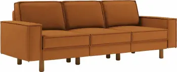 Divan treshe, kadife, ngjyrë karamel, këmbë druri, Atelier del Sofa, Sparrow Extra 3