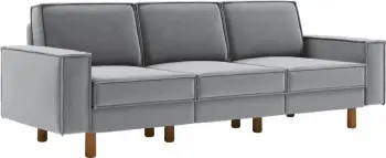 Divan treshe Atelier del Sofa, ngjyrë gri mjegull, këmbë dru arre