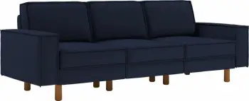 Divan treshe, ngjyrë blu nate, këmbë arrë, Atelier del Sofa Sparrow Extra
