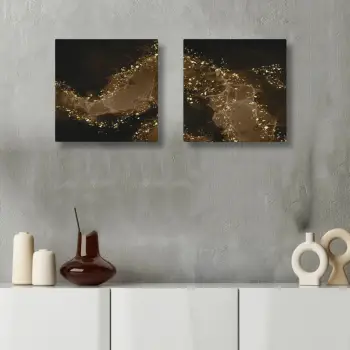 Pikturë dekorative në kanavacë (2 copë), Wallity, ASR2-CNV25-17, 40x40 cm, ngjyrë ari dhe e zezë