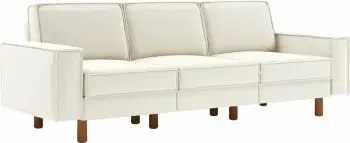 Divan treshe, Atelier del Sofa, Sparrow Extra 3, ngjyrë Milk Froth, Walnut
