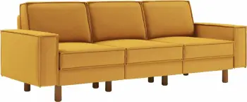 Divan treshe Atelier del Sofa, ngjyrë mustard, këmbë druri walnut, Sparrow Extra 3