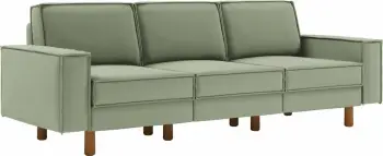 Divan treshe Atelier del Sofa, ngjyrë jeshile deti, këmbë dru arre