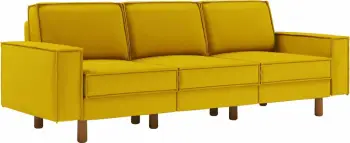 Divan treshe, ngjyrë sunflower, këmbë druri walnut, Atelier del Sofa Sparrow Extra 3