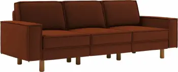 Divan treshe, ngjyrë e kuqe tjegulle, këmbë druri arre, Atelier del Sofa Sparrow Extra 3