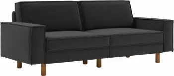 Divan treshe Atelier del Sofa, ngjyrë gri e natës, këmbë dru arre