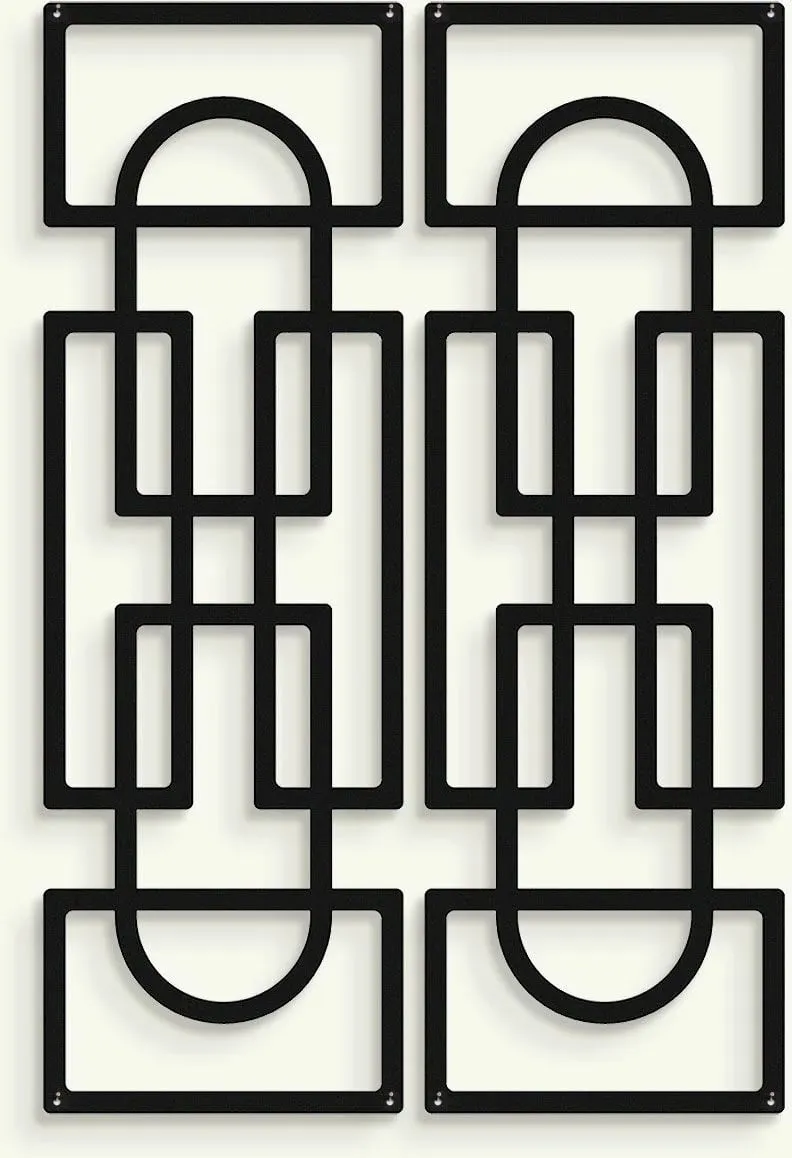 Set dekorativ metalik për mur, 2 copë, ngjyrë e zezë, Echo Forms, Wallity, APT837 - 4