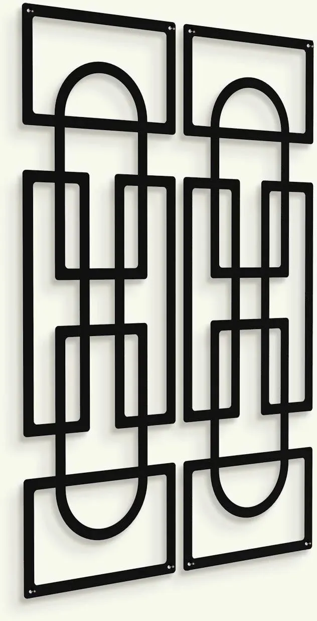 Set dekorativ metalik për mur, 2 copë, ngjyrë e zezë, Echo Forms, Wallity, APT837 - 6