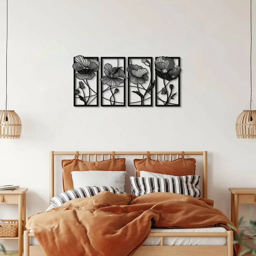 Aksesor dekorativ metalik për mur, lule, Wallity, APT573MS, 95x46cm - 1