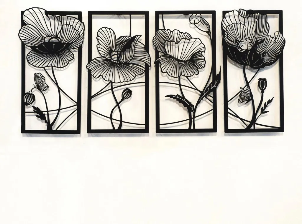 Aksesor dekorativ metalik për mur, lule, Wallity, APT573MS, 95x46cm - 2