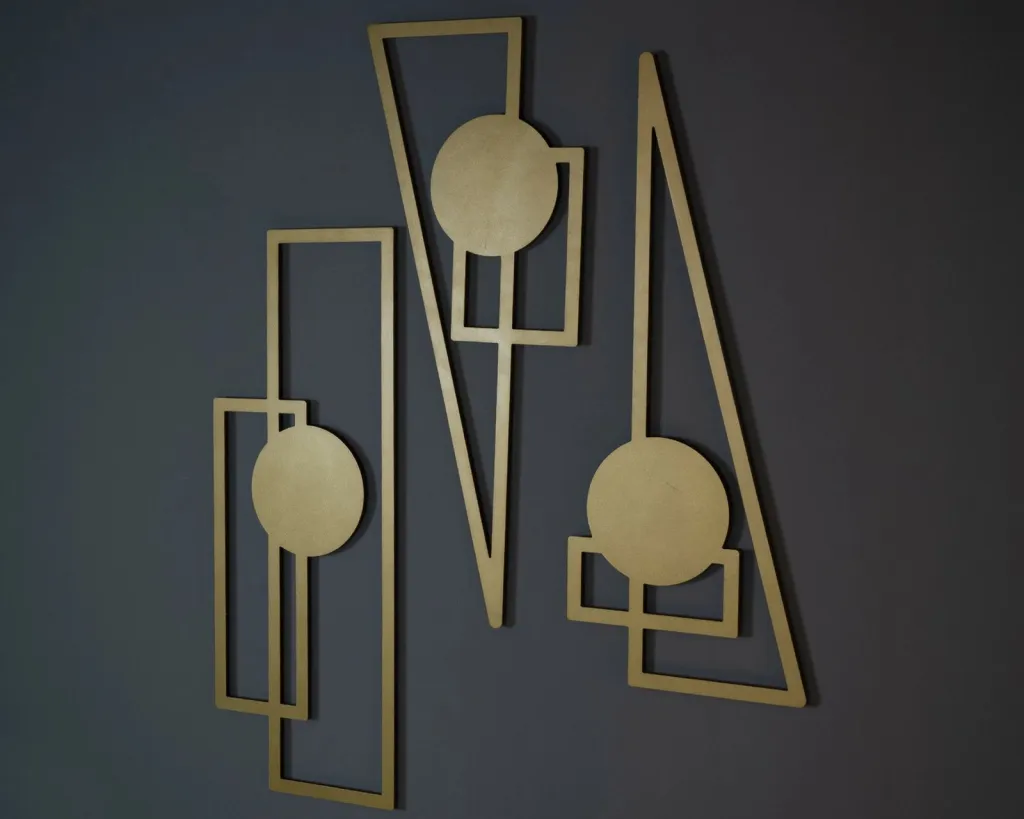 Set dekorativ metalik (3 copë), Wallity, Trident, ngjyrë ari, APT426 - 2