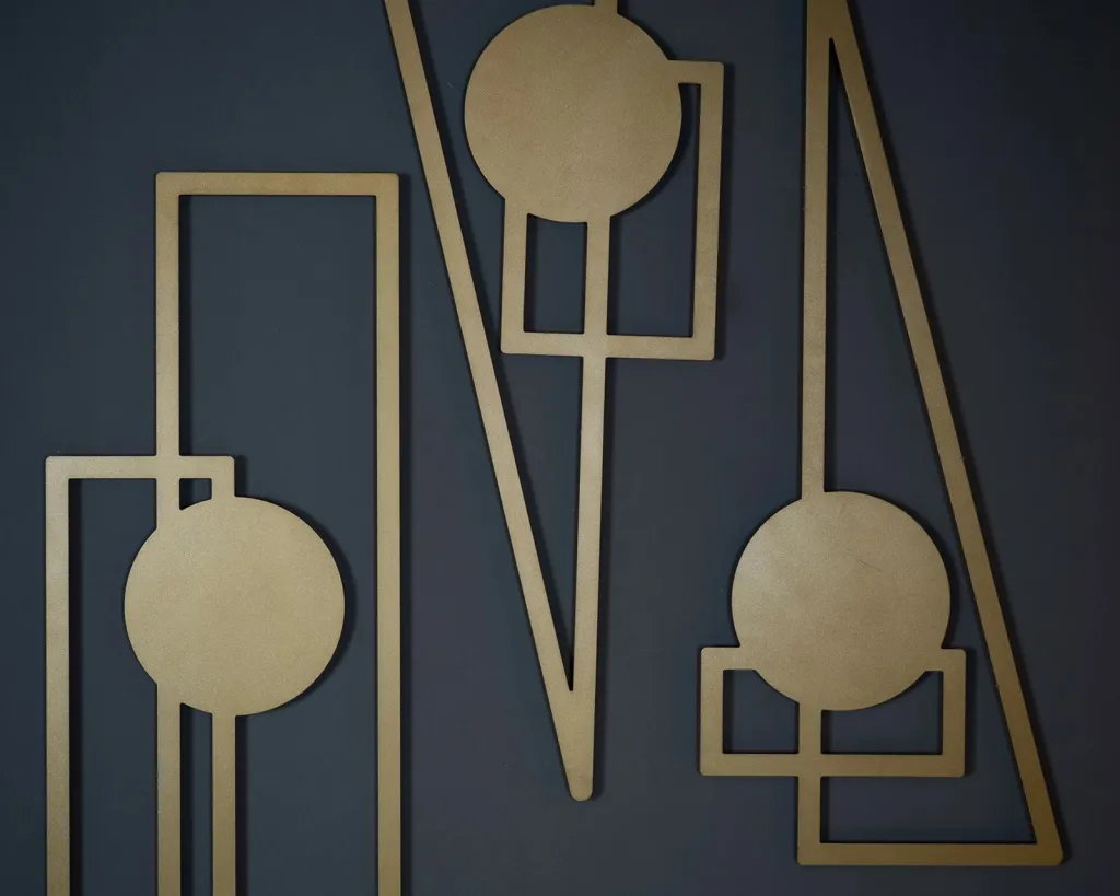 Set dekorativ metalik (3 copë), Wallity, Trident, ngjyrë ari, APT426 - 3