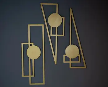 Set dekorativ metalik (3 copë), Wallity, Trident, ngjyrë ari, APT426