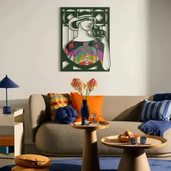 Aksesor dekorativ metalik për mur Wallity, Mystic Grace - APT819, shumëngjyrësh, 69x89cm