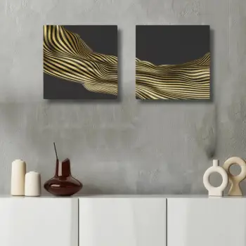 Pikturë dekorative në kanavacë (2 copë), Wallity, ar dhe e zezë, ASR2-CNV25-3, 50x50cm