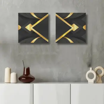 Pikturë dekorative në kanavacë (2 copë), Wallity, ASR2-CNV25-8, 50x50 cm, ngjyrë ari dhe e zezë