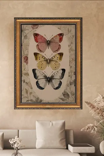 Pikturë dekorative me kornizë, flutura shumëngjyrëshe, Wallity, ATCRCVCNVSMDL23, 70x100cm