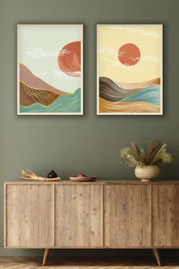 Piktura dekorative me kornizë MDF (2 copë), Wallity, Huhu154, 20x30cm
