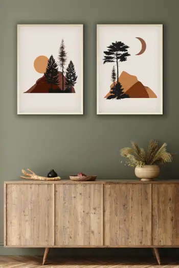 Piktura dekorative me kornizë, 2 copë, MDF, Wallity, Huhu153, 20x30cm