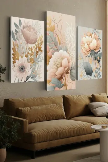 Set pikturash dekorative në kanavacë, shumëngjyrëshe, 3 copë, Wallity, Ersycnvs3Asm9