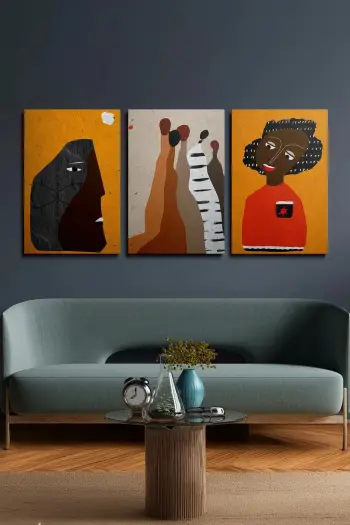 Set pikturash dekorative në kanavacë, 3 copë, Wallity, Ersycnvs1, 70x100cm