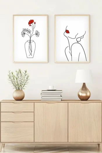 Pikturë dekorative me kornizë MDF (2 copë), Wallity, Huhu188, 20x30cm