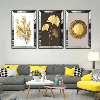 Pikturë dekorative MDF-Plexiglass (3 copë), Wallity, Huhu403, 40x60