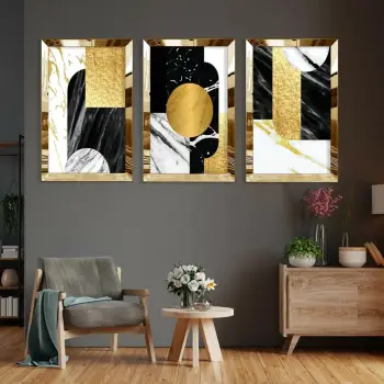 Pikturë dekorative MDF-Plexiglass (3 copë), Wallity, Huhu393, 40x60
