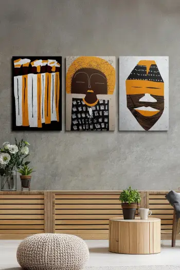 Set pikturash dekorative në kanavacë, 3 copë, Wallity, Ersycnvs5, 70x100cm