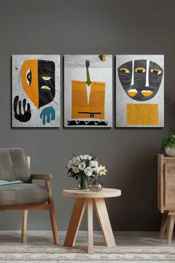 Set pikturash dekorative në kanavacë, 3 copë, Wallity, Ersycnvs6, 70x100cm