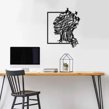 Aksesor dekorativ metalik për mur, Wallity, MT - 016, ngjyrë e zezë, 49x59cm