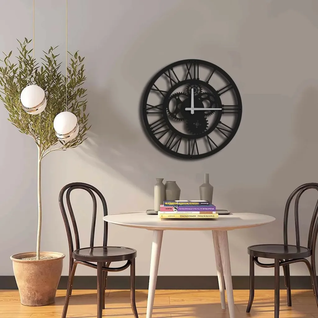 Orë muri dekorative metalike, e zezë, Wallity, MTS-001, 49x49cm - 2