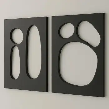 Pikturë dekorative MDF (2 copë), Wallity, Hhloyma00005, 50x70 cm, ngjyrë e zezë