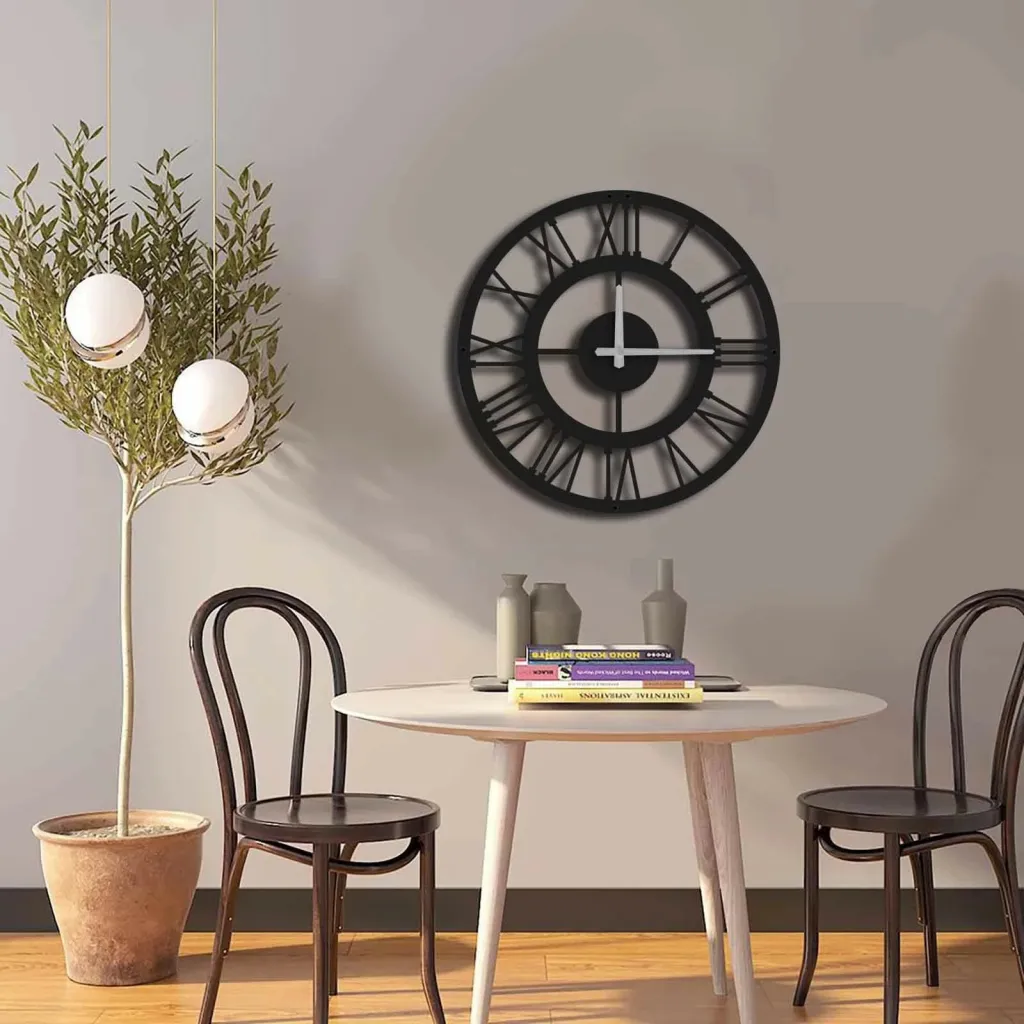 Orë muri dekorative metalike Wallity, MTS - 002, e zezë, 49x49cm - 2