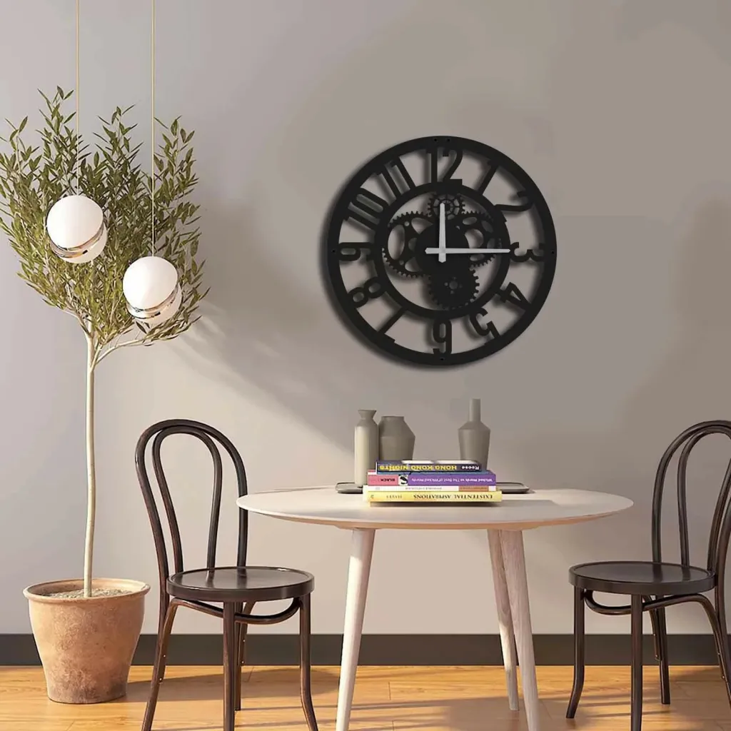 Orë muri dekorative metalike Wallity, MTS - 003, e zezë, 49x49cm - 2