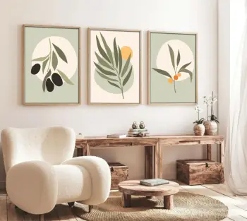 Pikturë dekorative me kornizë, MDF, 3 copë, Wallity, Huhu116, 20x30cm