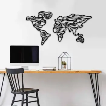 Aksesor dekorativ metalik për mur Wallity, MT - 014, ngjyrë e zezë, 91x47cm